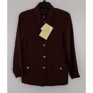 Dialogue Jacket Women's Size 12‎ NEW Brown Blazer Button Up Long Sleeve NWT